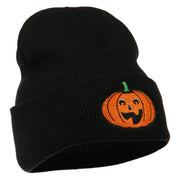 Halloween Excited Jack o Lantern Embroidered Long Beanie