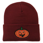 Halloween Excited Jack o Lantern Embroidered Long Beanie