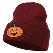 Halloween Excited Jack o Lantern Embroidered Long Beanie