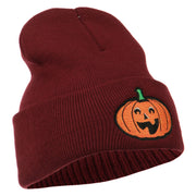 Halloween Excited Jack o Lantern Embroidered Long Beanie