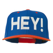 Hey Embroidered Snapback Cap