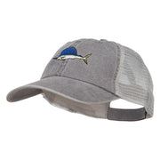 Swordfish Embroidered Washed Trucker Cap