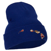 Hawaii Map State Flag Embroidered Long Beanie