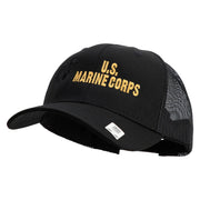 US Marine Corps Design Embroidered 6 Panel Structured Cotton Twill Mesh Cap Made in USA - Black OSFM