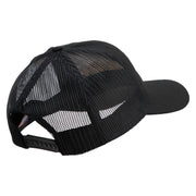 US Marine Corps Design Embroidered 6 Panel Structured Cotton Twill Mesh Cap Made in USA - Black OSFM