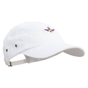 Stag Beetle Embroidered Normal Dyed Washed Caps - White OSFM