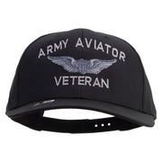 Licensed Army Aviator Veteran Embroidered Solid Cotton Twill Pro Style Cap - Black OSFM