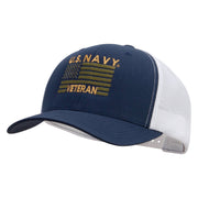 Licensed US Navy Veteran Flag Embroidered Contrast Trucker Cap - Navy-White OSFM