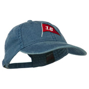 18th Hole Flag for Golf Embroidered Washed Cap