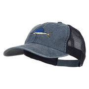 Swordfish Embroidered Washed Trucker Cap