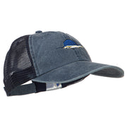 Swordfish Embroidered Washed Trucker Cap