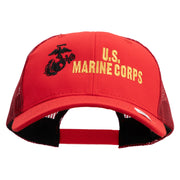 US Marine Corps Design Embroidered 6 Panel Structured Cotton Twill Mesh Cap Made in USA