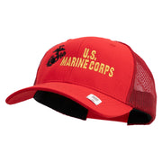 US Marine Corps Design Embroidered 6 Panel Structured Cotton Twill Mesh Cap Made in USA