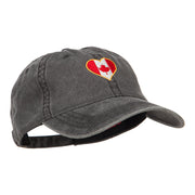 Canada Heart Flag Embroidered Washed Cap