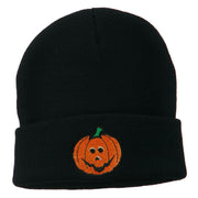 Halloween Jack o Lantern Embroidered Long Beanie