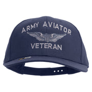 Licensed Army Aviator Veteran Embroidered Solid Cotton Twill Pro Style Cap - Navy OSFM
