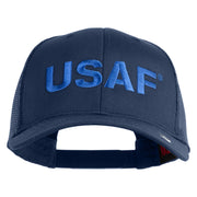 USAF Blue Letter Embroidered Solid Cotton Mesh Cap - Navy OSFM