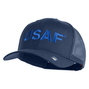USAF Blue Letter Embroidered Solid Cotton Mesh Cap - Navy OSFM