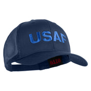 USAF Blue Letter Embroidered Solid Cotton Mesh Cap - Navy OSFM