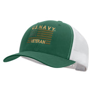 Licensed US Navy Veteran Flag Embroidered Contrast Trucker Cap - Evergreen-White OSFM