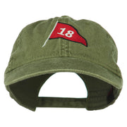 18th Hole Flag for Golf Embroidered Washed Cap