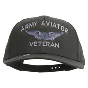 Licensed Army Aviator Veteran Embroidered Solid Cotton Twill Pro Style Cap - Charcoal OSFM