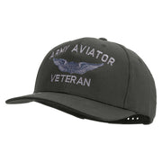 Licensed Army Aviator Veteran Embroidered Solid Cotton Twill Pro Style Cap - Charcoal OSFM