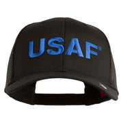 USAF Blue Letter Embroidered Solid Cotton Mesh Cap - Charcoal OSFM