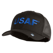 USAF Blue Letter Embroidered Solid Cotton Mesh Cap - Charcoal OSFM