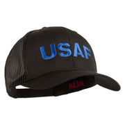 USAF Blue Letter Embroidered Solid Cotton Mesh Cap - Charcoal OSFM