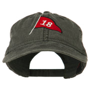 18th Hole Flag for Golf Embroidered Washed Cap