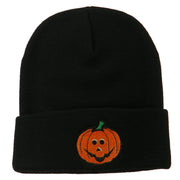 Halloween Jack o Lantern Embroidered Long Beanie