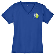 Half Tennis Half Ball Logo Mesh V-Neck Graphic Shirt