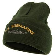 US Submarine Logo Military Embroidered Long Beanie