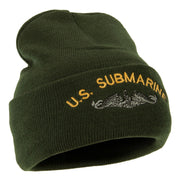 US Submarine Logo Military Embroidered Long Beanie