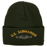 US Submarine Logo Military Embroidered Long Beanie