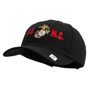 USMC Design Embroidered 6 Panel Unstructured Cotton Twill Cap Made in USA - Black OSFM