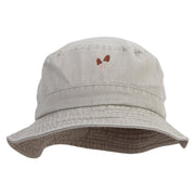 Cute Mushroom Icon Embroidered Washed Bucket Hats - Beige M-L