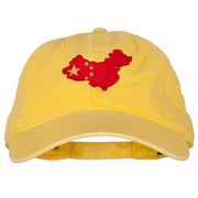 China Flag Map Embroidered Washed Cotton Twill Cap