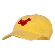 China Flag Map Embroidered Washed Cotton Twill Cap