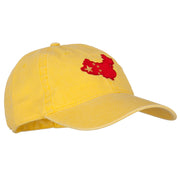 China Flag Map Embroidered Washed Cotton Twill Cap