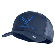 US Air Force with Wing Embroidered Solid Cotton Mesh Cap - Navy OSFM