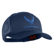 US Air Force with Wing Embroidered Solid Cotton Mesh Cap - Navy OSFM