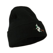 Halloween Witch Flying on a Broom Stick Embroidered Long Beanie