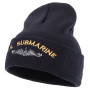 US Submarine Logo Military Embroidered Long Beanie