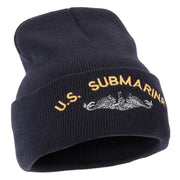 US Submarine Logo Military Embroidered Long Beanie