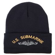 US Submarine Logo Military Embroidered Long Beanie