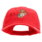 USMC Design Embroidered 6 Panel Unstructured Cotton Twill Cap Made in USA - Red OSFM