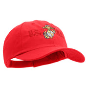 USMC Design Embroidered 6 Panel Unstructured Cotton Twill Cap Made in USA - Red OSFM