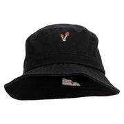 Cute Mushroom Icon Embroidered Washed Bucket Hats - Black M-L